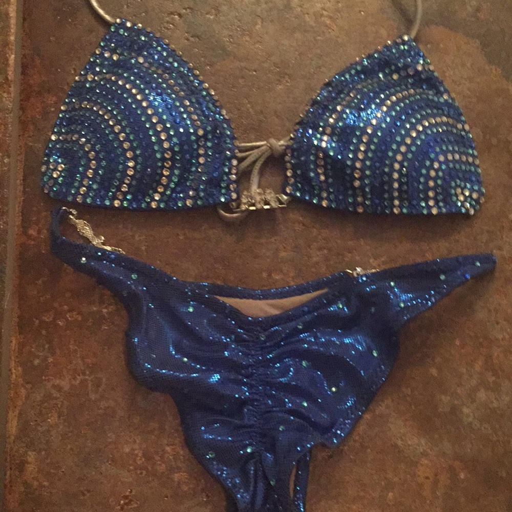 Blue Bikini with Rhinestone Accents